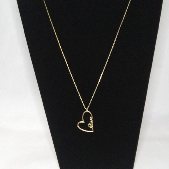 Vintage Love Floating Heart Pendant Goldtone Necklace Spring Ring Clasp Crystal - Picture 1 of 6